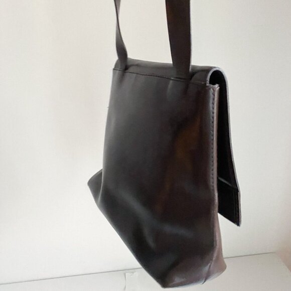 Vintage Kenneth  Cole New York 90s Minimalist Dark Chocolate Brown Shoulder Bag - Picture 5 of 12